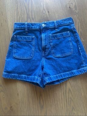 Madewell Blue Denim High-Rise Patch Pocket Shorts Size 27